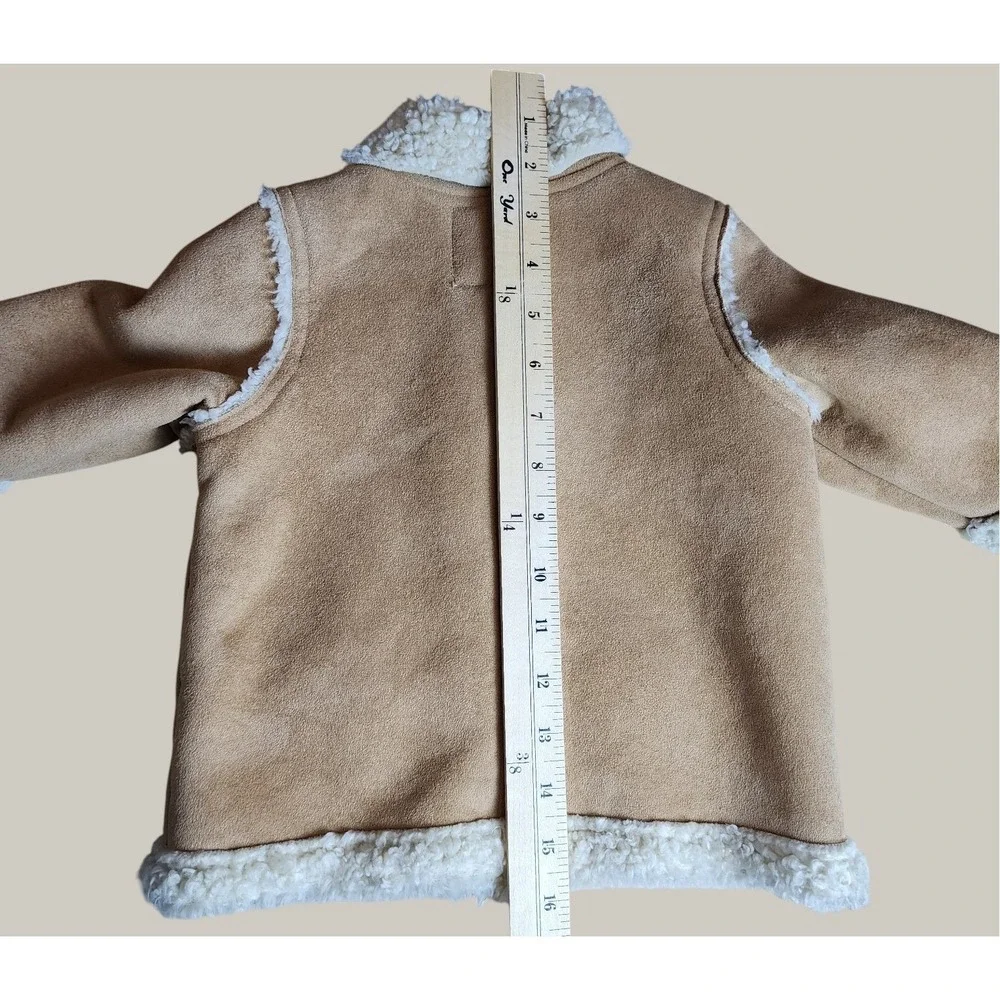 Vtg‎ Baby Gap Kids Suede Sherpa Lined Jacket Tan Brown Sz 6 12 Months Cabincore